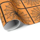Papier Cadeau Spider Web Et Black Spider Halloween (Coin rond)
