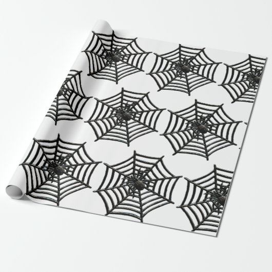 PAPIER CADEAU SPIDER WEB NOIR ET BLANC HALLOWEEN CADEAU WRAP (Déroulé)
