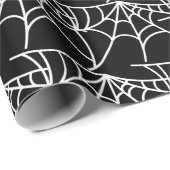 Papier Cadeau Spider Webs Halloween Motif noir Éffrayant (Coin rond)