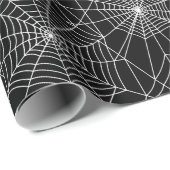 Papier Cadeau Spiderweb Halloween noir et blanc (Coin rond)