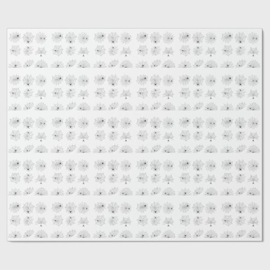 Papier Cadeau Spiderweb Halloween noir et blanc (Plat)