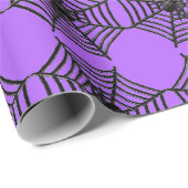 Papier Cadeau Spiderweb on Purple Halloween artisanat ou cadeau (Coin rond)