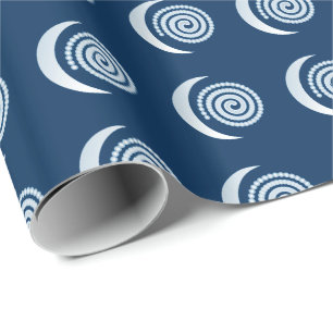 Papier Cadeau Spirale de lune d'argent sur bleu foncé