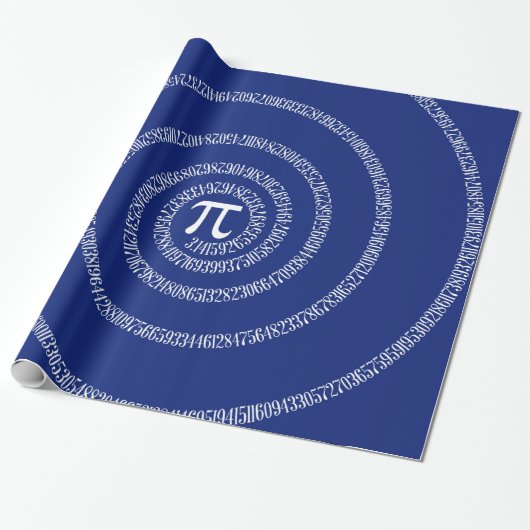 Papier Cadeau Spirale pour typographie de Pi sur Blue (Déroulé)