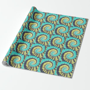Papier Cadeau Spirale turquoise : Grunge Hippie Texture.