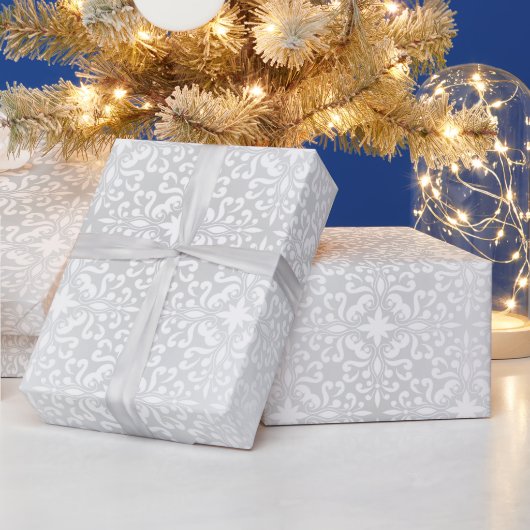 Papier Cadeau Spirales Argentées Élégantes (Vacances)