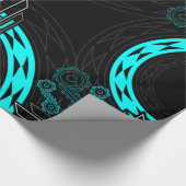 Papier Cadeau Spirales et diamants en turquoise (Coin)