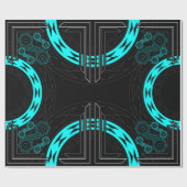 Papier Cadeau Spirales et diamants en turquoise (Plat)