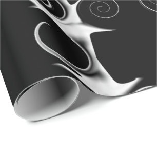 Papier Cadeau Spirales et volutes motif noir et blanc