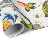 PAPIER CADEAU SPIRALES FLEURIES DE LA RENAISSANCE FLORENTINE,FLE (Coin rond)