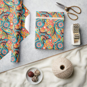 Papier Cadeau Spirales vibrantes et conception géométrique audac