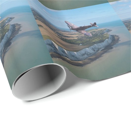 Papier Cadeau Spitfire au-dessus de l'Angleterre (Coin rond)