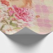 Papier Cadeau Spitz allemand mignon Poméranie avec fleurs (Coin)