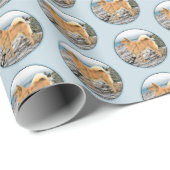 Papier Cadeau Spitz finlandais à Seashore Peinture - Chien Art (Coin rond)