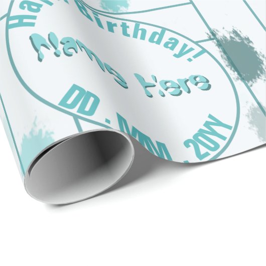 Papier Cadeau Splash couleur gris bleu Abstrait personnalisé (Coin rond)