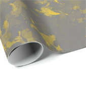 Papier Cadeau Splashes de peinture gris et jaune (Coin rond)