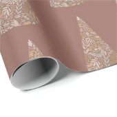 Papier Cadeau Splendide épinette arbres Beige Noël/Vacances (Coin rond)