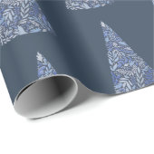 Papier Cadeau Splendide épinette Bleu Noël/Vacances (Coin rond)