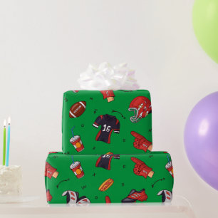 Papier Cadeau Sports de football équipement, nourriture et bois