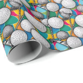 Papier Cadeau Sports de golf Motifs sans couture (Coin rond)