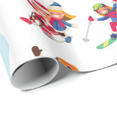 Papier Cadeau Sports d'hiver  (Coin rond)