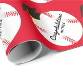 Papier Cadeau Sports du Baseball Graduation Party (Coin rond)