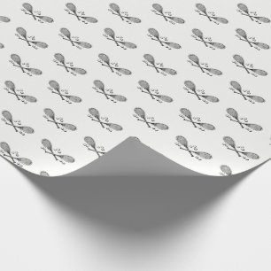 Papier Cadeau Sports Vintage Raquettes de Tennis Croisées Balles