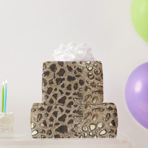 Papier Cadeau Spots métalliques Leopard Or