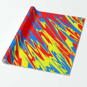Papier Cadeau Spray Peint rouge jaune bleu