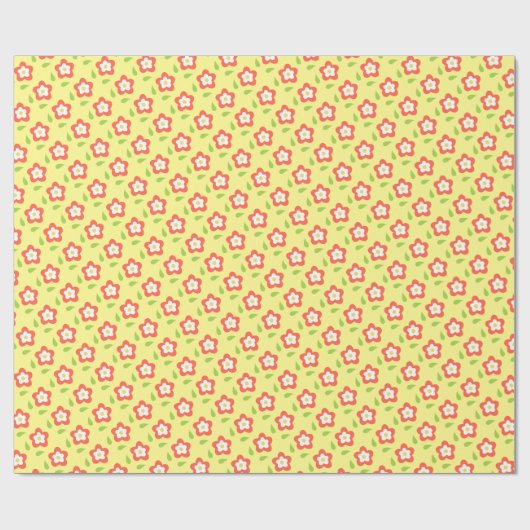 Papier Cadeau Spring Bubble Flowers Yellow Pattern (Plat)