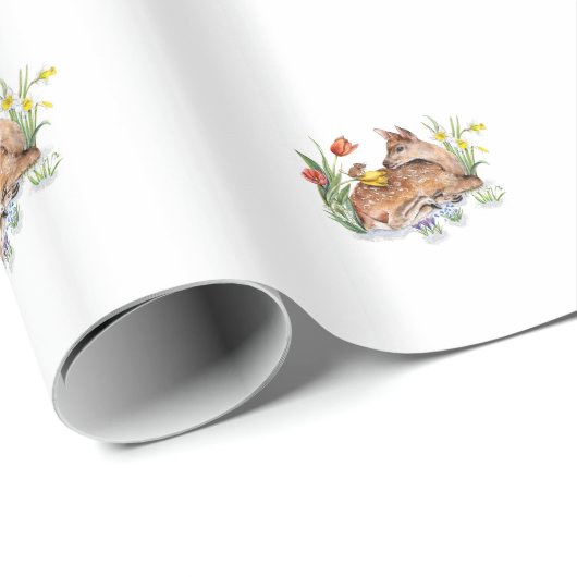 Papier Cadeau Spring Deer (Coin rond)
