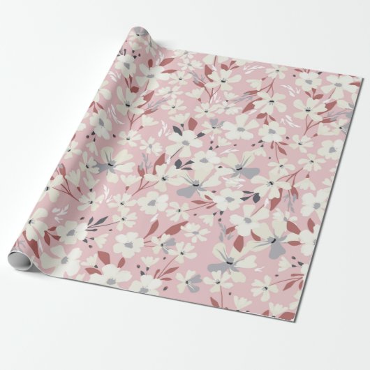 Papier Cadeau Spring flowery pattern. Seamless floral background (Déroulé)