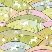 Papier Cadeau Spring Hills avec des chèvres et des snowdrops Pâq