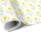 Papier Cadeau Spring Yellow Daffodil Floral Wrapping Paper (Coin rond)