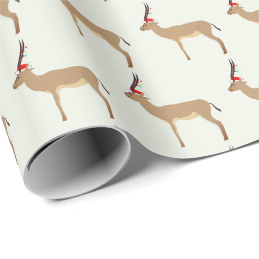 Papier Cadeau Springbok de Noël (Coin rond)