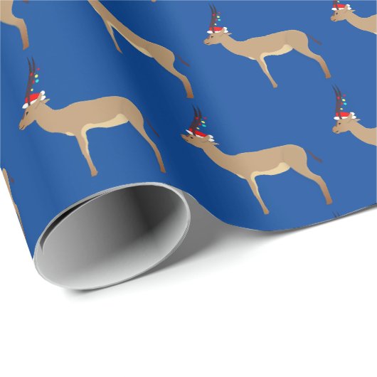 Papier Cadeau Springbok de Noël (Coin rond)