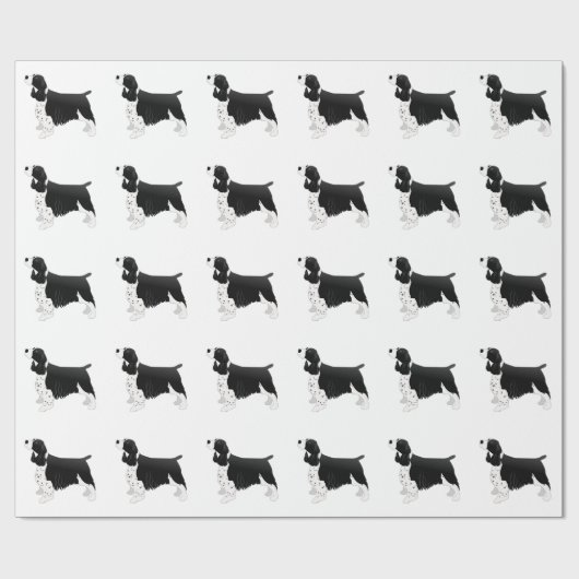 Papier Cadeau Springer Spaniel Chien de base race Silhouette Noi (Plat)