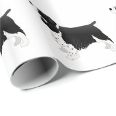 Papier Cadeau Springer Spaniel Chien de base race Silhouette Noi (Coin rond)