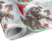 Papier Cadeau Springer Spaniel Chien Fête de Noël (Coin rond)