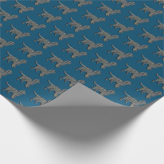 Papier Cadeau Sprocker Spaniel Dog Y&B Grille Ligne bleue Papier (Coin)
