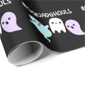 Papier Cadeau Squad Ghouls Drôle Halloween Fantôme Pun Dark BG (Coin rond)