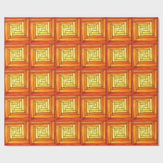 Papier Cadeau square art Deco yellow retro pattern (Plat)