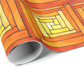 Papier Cadeau square art Deco yellow retro pattern (Coin rond)