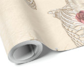Papier Cadeau Squelette avec Rose (Coin rond)
