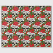 Papier Cadeau Squelette Cool Festif AF à Santa Hat (Plat)