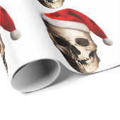 Papier Cadeau Squelette de casquette de crâne du père noël (Coin rond)