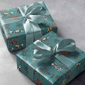 Papier Cadeau Squelette de plongée en teal gothique et corail
