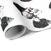 Papier Cadeau Squelette des yeux rouges (Coin rond)