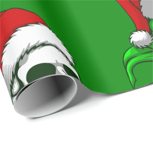 Papier Cadeau squelette gothique de Noël père Noël (Coin rond)