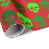 Papier Cadeau squelette gothique du crâne de noël (Coin rond)